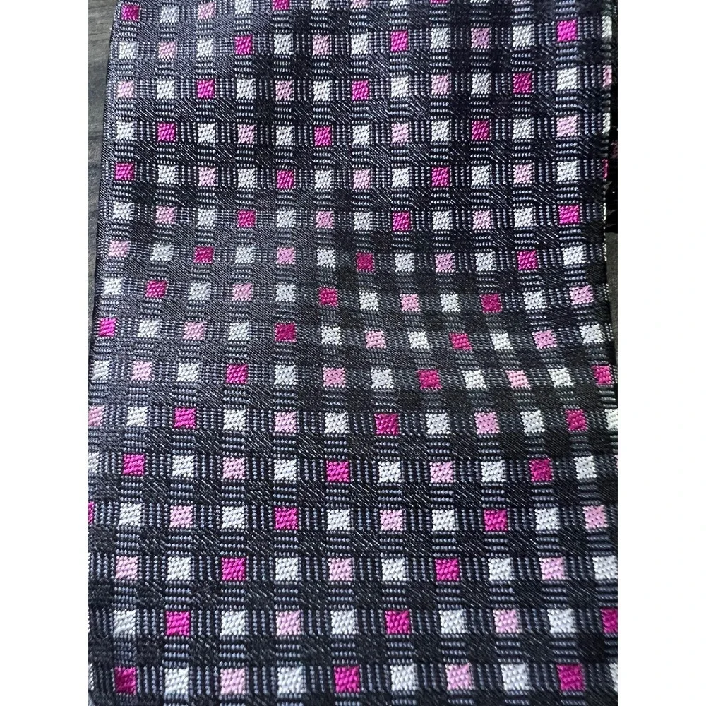 Silver Label Necktie Pink White‎ Squares Pattern Business Career Men